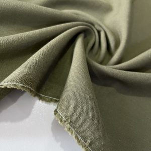 Yıkanmış Ham Keten Kumaş Askeri Yeşil