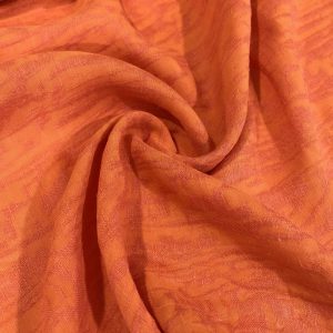 Jakarlı Dökümlü Keten Kumaş Orange YVZ