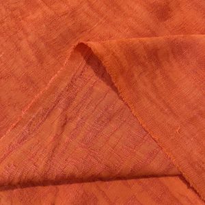 Jakarlı Dökümlü Keten Kumaş Orange YVZ