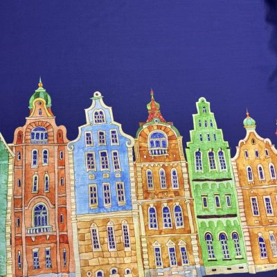 Amsterdam Desenli Saten Şifon Kumaş
