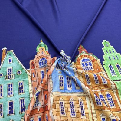 Amsterdam Desenli Saten Şifon Kumaş - Görsel 3