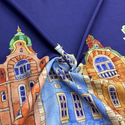 Amsterdam Desenli Saten Şifon Kumaş