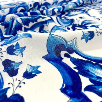 Dolce Gabbana Desen Pamuklu Keten Mavi