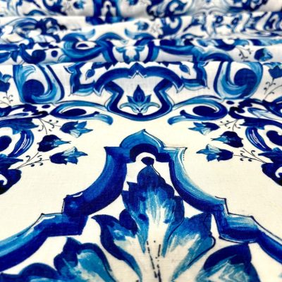 Dolce Gabbana Desen Pamuklu Keten Mavi