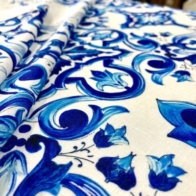 Dolce Gabbana Desen Pamuklu Keten Mavi