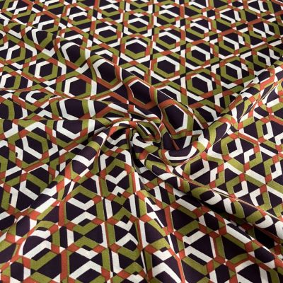 Geometrik Desenli Dökümlü Krep Kumaş