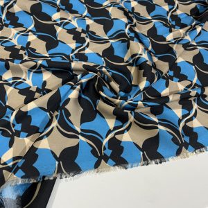 Gri Mavi Krep Saten Kumaş AHM