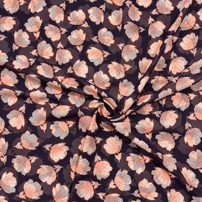Pembe Gül Desenli Şifon Kumaş