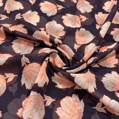 Pembe Gül Desenli Şifon Kumaş