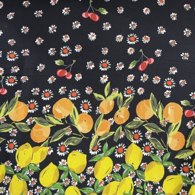 Sulu Limon Desenli Maroken Viskon Kumaş