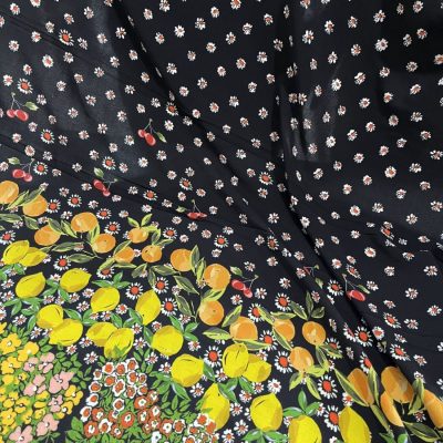 Sulu Limon Desenli Maroken Viskon Kumaş