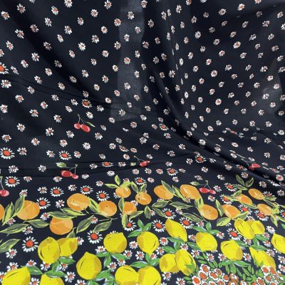 Sulu Limon Desenli Maroken Viskon Kumaş