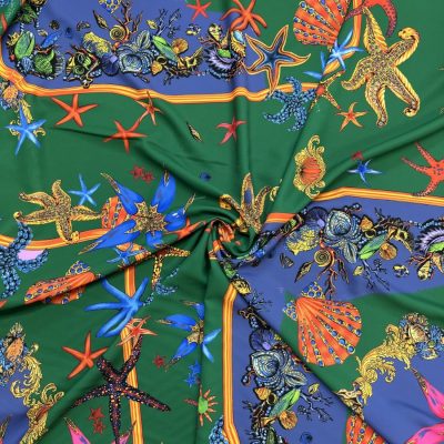 Versace Deniz Yıldızı Jorjet Krep Yeşil