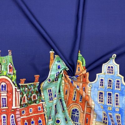 Amsterdam Desenli Pamuklu Keten Kumaş