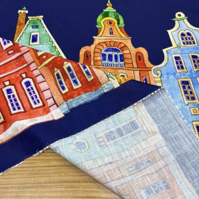 Amsterdam Desenli Pamuklu Keten Kumaş