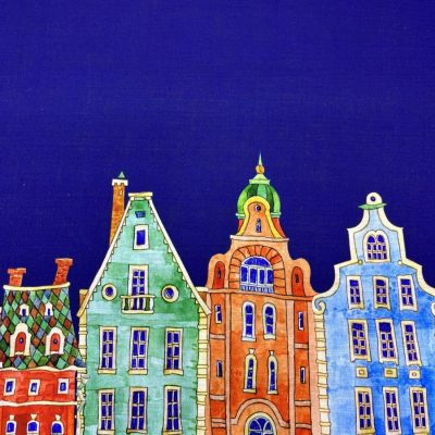 Amsterdam Desenli Pamuklu Keten Kumaş