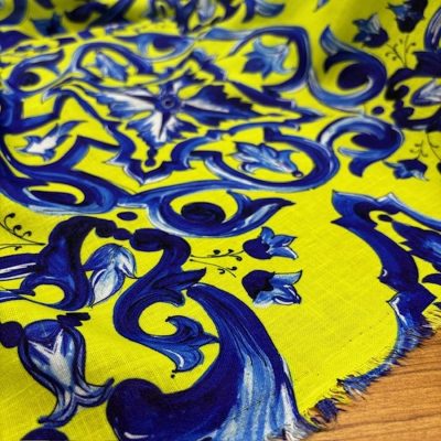 Dolce Gabbana Majolica Desenli Keten Neon