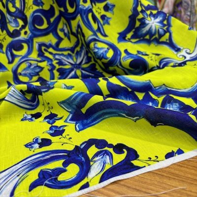 Dolce Gabbana Majolica Desenli Keten Neon