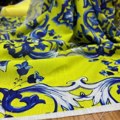 Dolce Gabbana Majolica Desenli Keten Neon