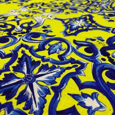 Dolce Gabbana Majolica Desenli Keten Neon