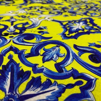 Dolce Gabbana Majolica Desenli Keten Neon
