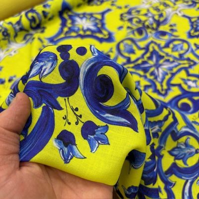 Dolce Gabbana Majolica Desenli Keten Neon