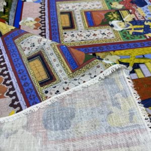 Geleneksel Türk Motifli Pamuklu Keten