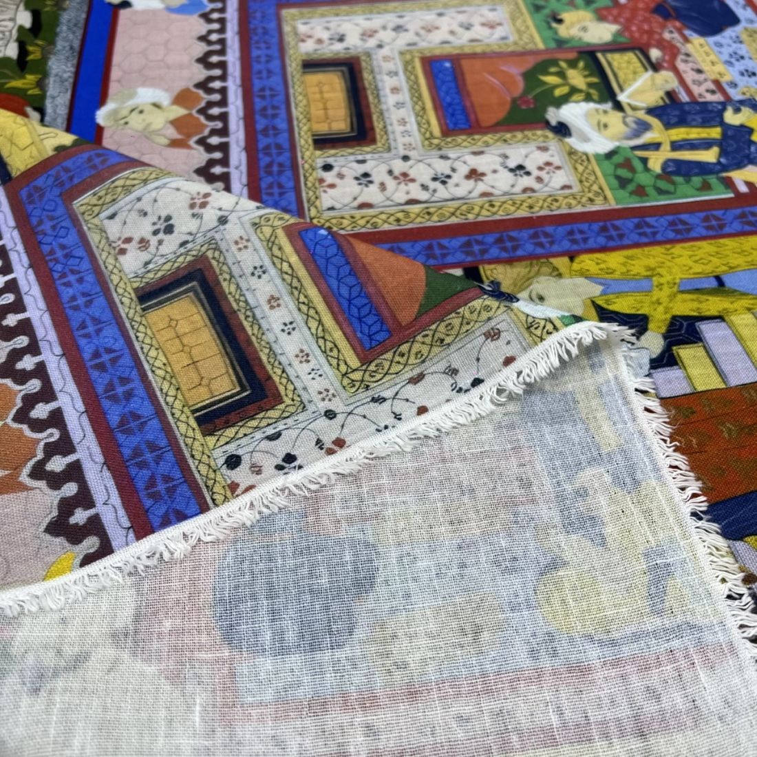 Geleneksel Türk Motifli Pamuklu Keten