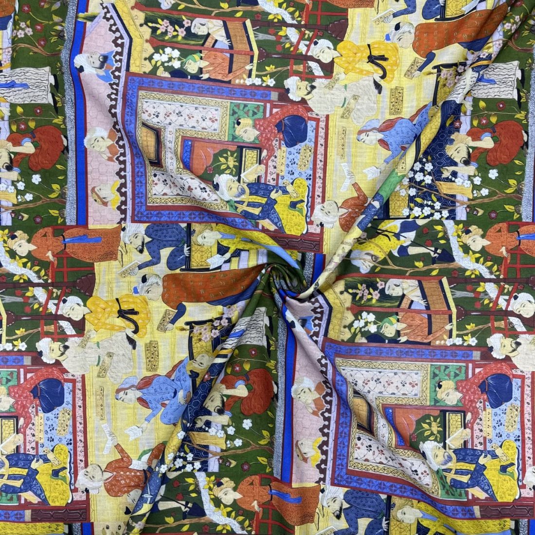 Geleneksel Türk Motifli Pamuklu Keten