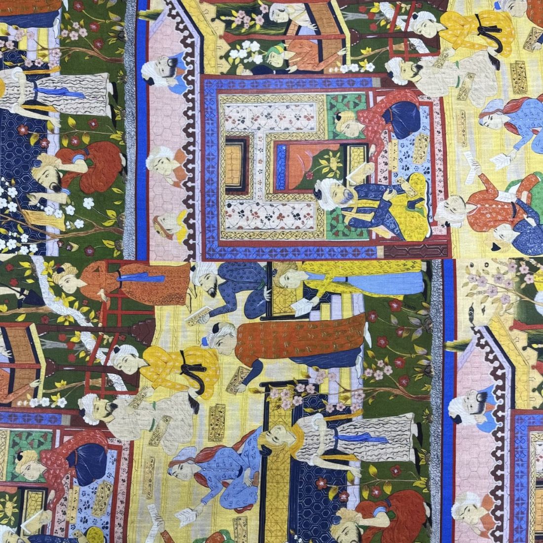 Geleneksel Türk Motifli Pamuklu Keten