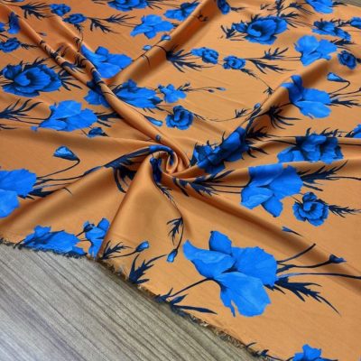 Dior Marka Saten Şifon Kumaş Orange