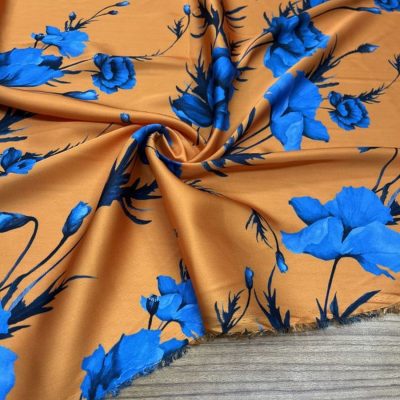 Dior Marka Saten Şifon Kumaş Orange