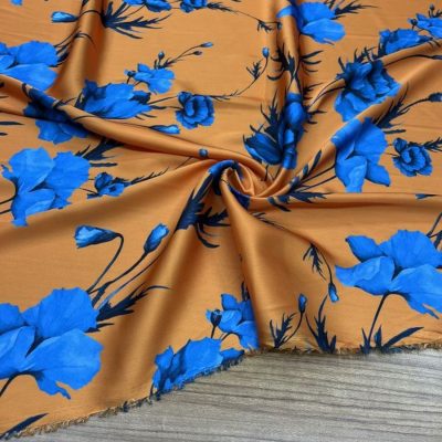 Dior Marka Saten Şifon Kumaş Orange