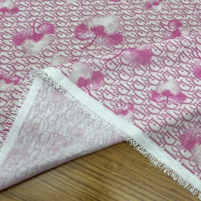 Dior Pamuklu Keten Kumaş Pembe