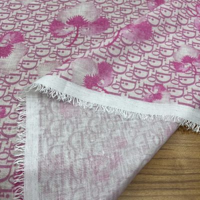 Dior Pamuklu Keten Kumaş Pembe