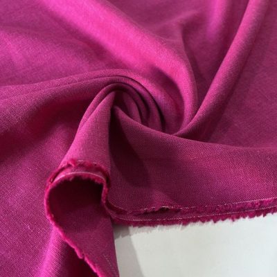 Yıkanmış Ham Keten Kumaş Fuşya