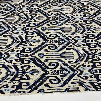 Soft Otantik Desenli Viskon Kumaş Mavi