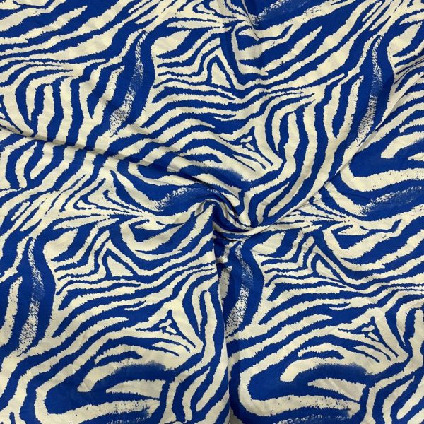 Zebra Desenli Viskon Kumaş Mavi