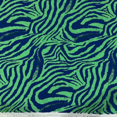 Zebra Desenli Viskon Kumaş Yeşil