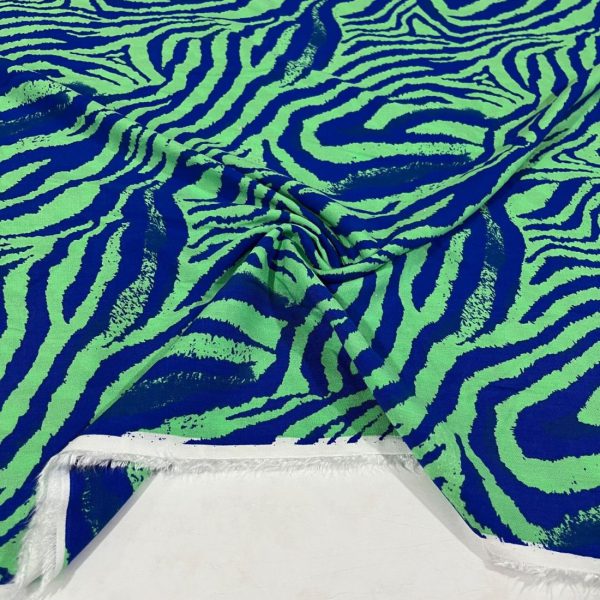 Zebra Desenli Viskon Kumaş Yeşil