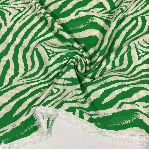 Zebra Desenli Viskon Yeşil