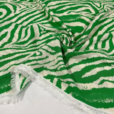 Zebra Desenli Viskon Yeşil