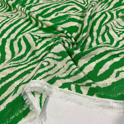 Zebra Desenli Viskon Yeşil