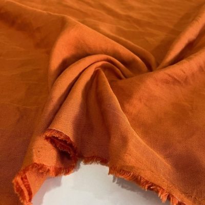 Dökümlü Ham Keten Kumaş Orange VLKN
