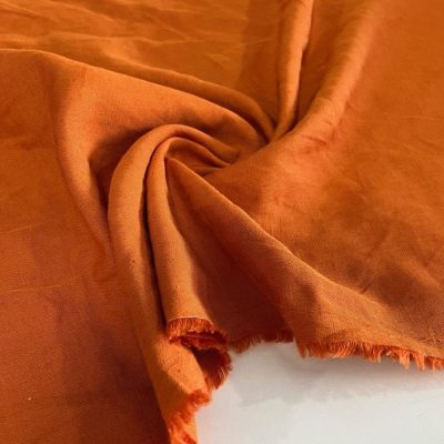 Dökümlü Ham Keten Kumaş Orange VLKN