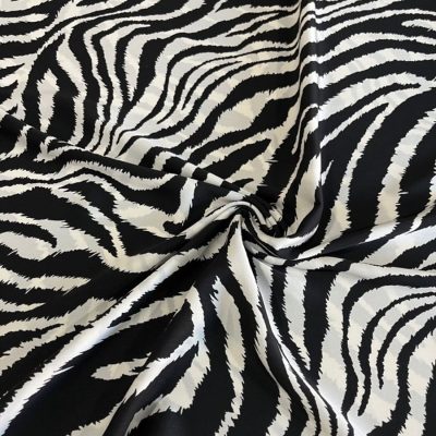 Zebra Desenli Saten Krep Kumaş BYR