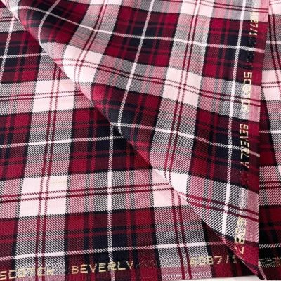 Scotch Bordo Ekoseli Viskos Kumaş