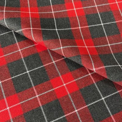 Scotch Kırmızı Siyah Ekoseli Viskos Kumaş