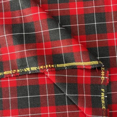 Scotch Kırmızı Siyah Ekoseli Viskos Kumaş