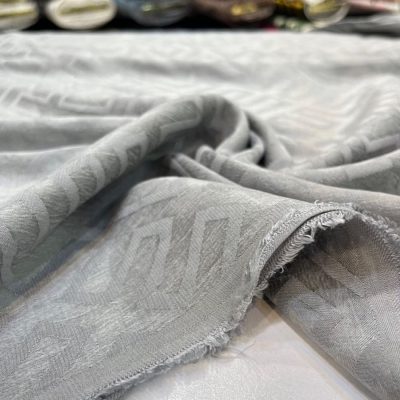 Desenli Taşlanmış İpek Cupro Kumaş Gri